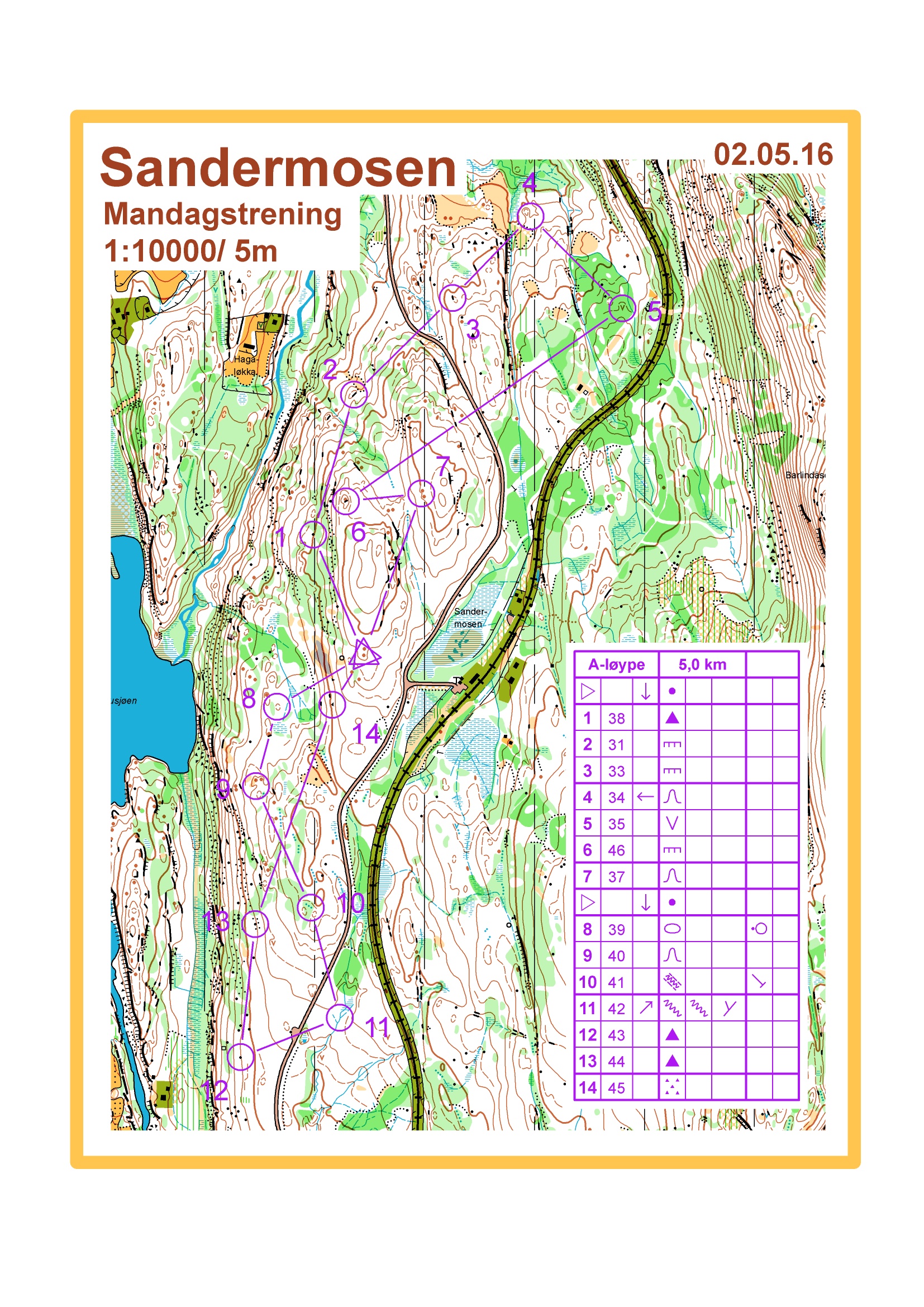 Mandagstrening Sandermosen vest A-løype (02.05.2016)