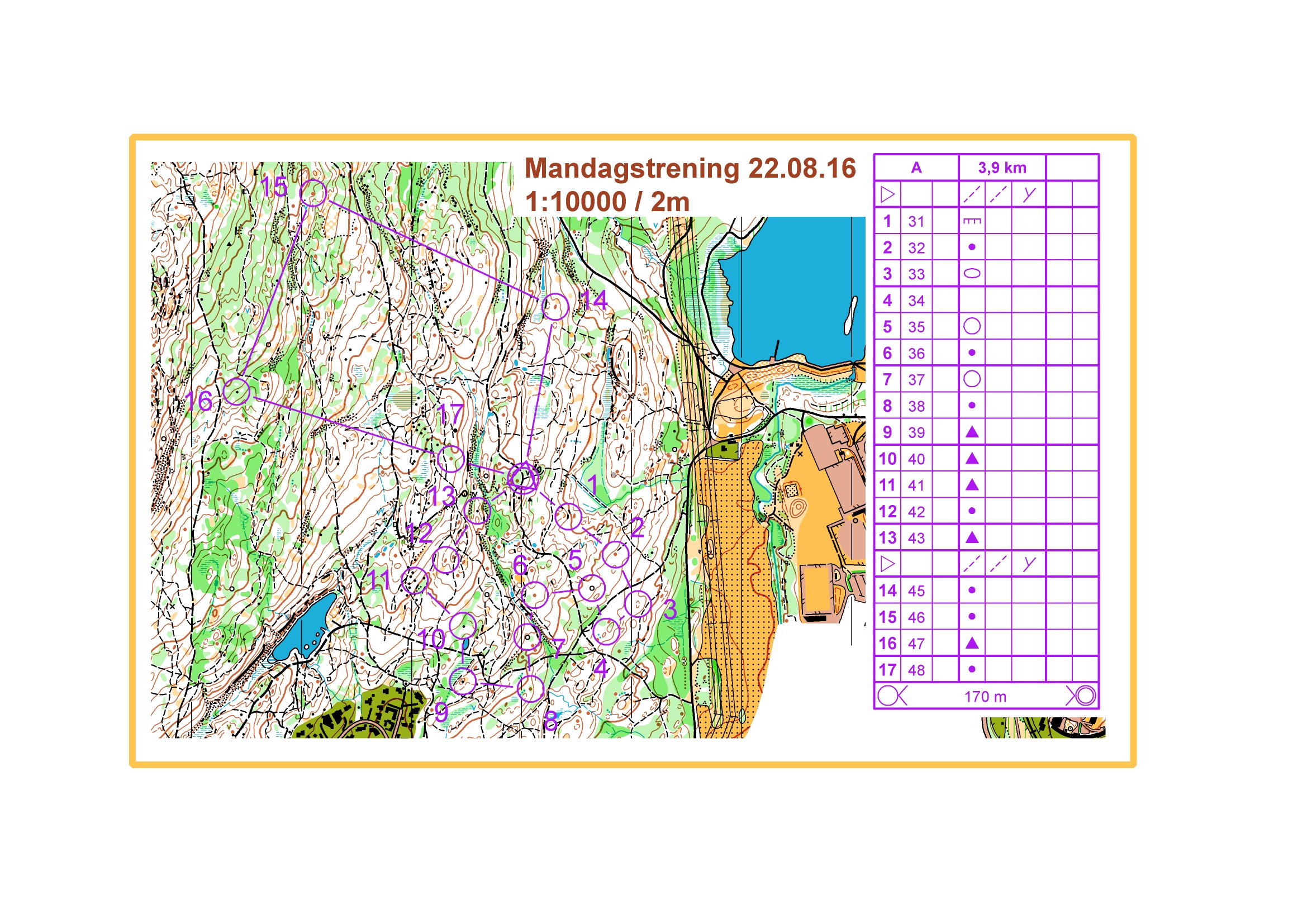 Mandagstrening Sogsvann vest (22.08.2016)