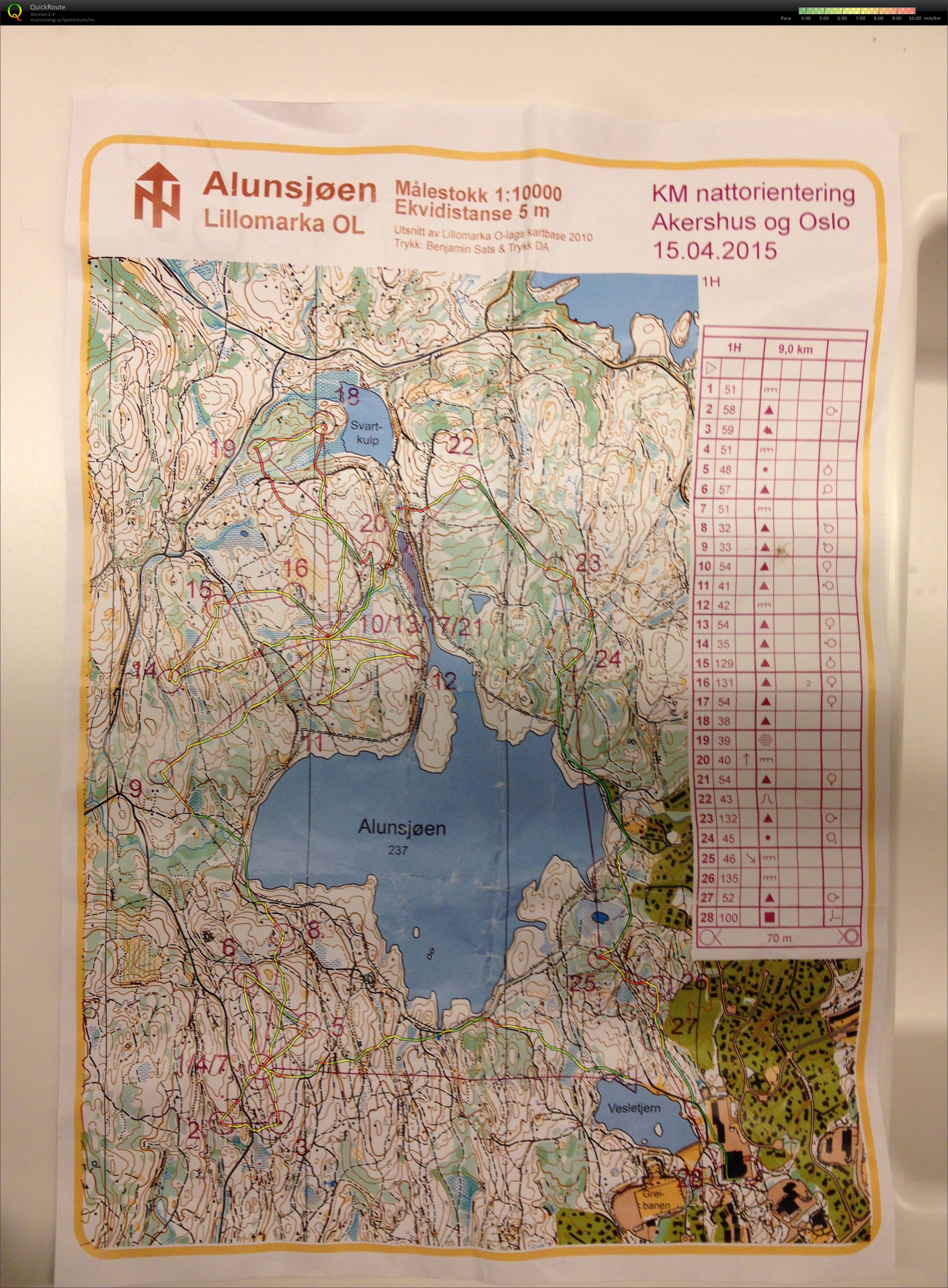 KM nattorientering AOOK- felles start (15/04/2015)